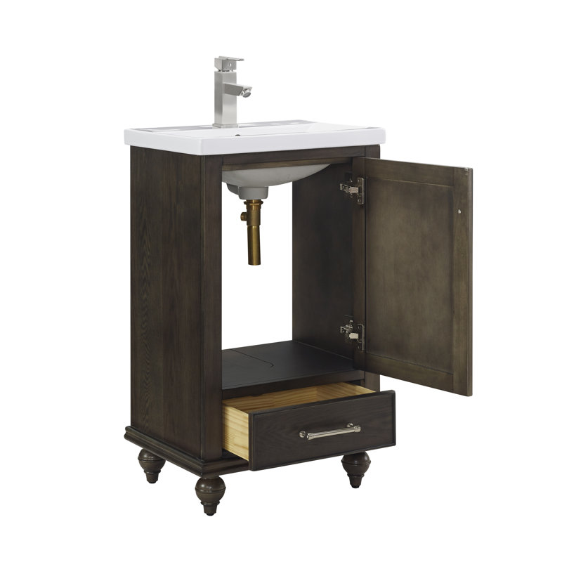 Angelissa 20" Wide Vanity Set, Smoked Brown/Brushed nickel