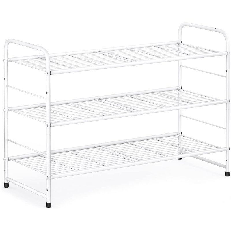 9 Pair Stackable Shoe Rack, White