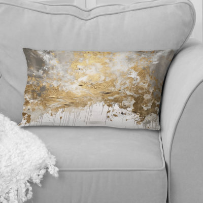 Golden Abstract - Abstract Printed Throw Pillow