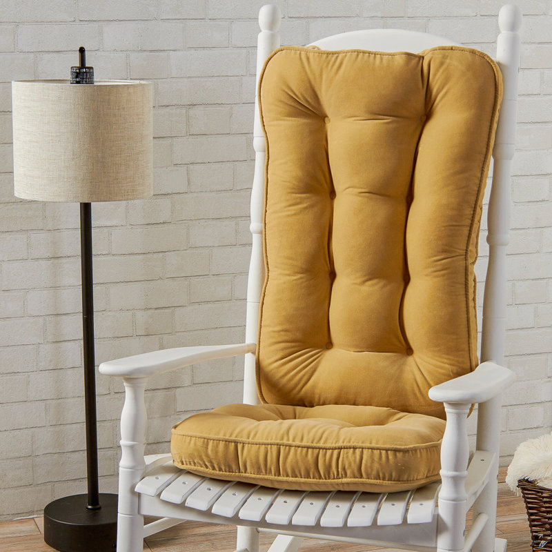 Reversible Microfiber Rocking Chair Cushion Set, 28" W x 18" D, Cream