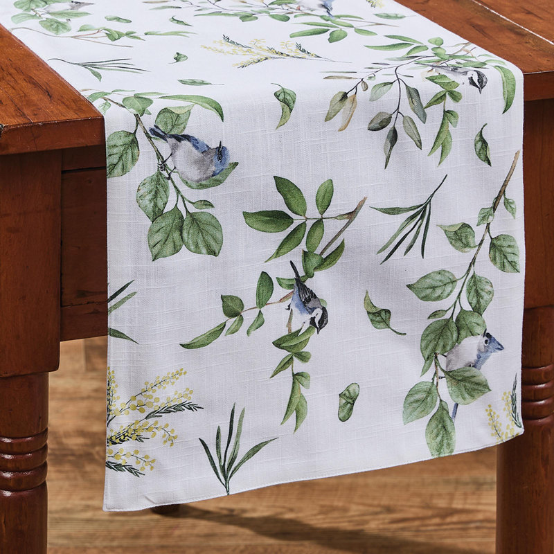 Songbird Green Floral Table Runner 13", 54" L x 13" W