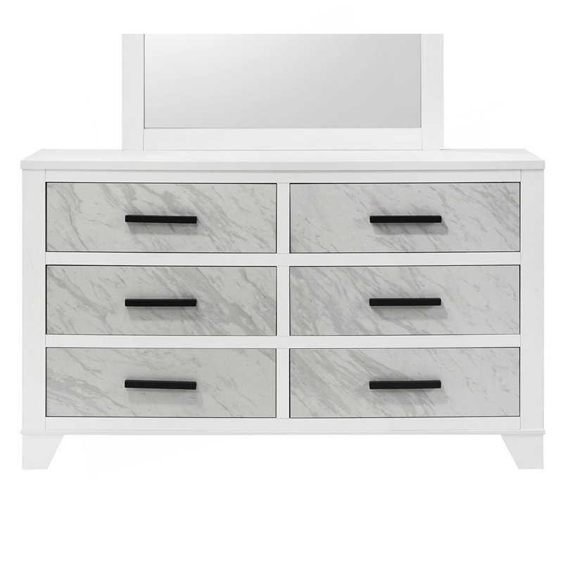 Commode en faux marbre avec poignées noires