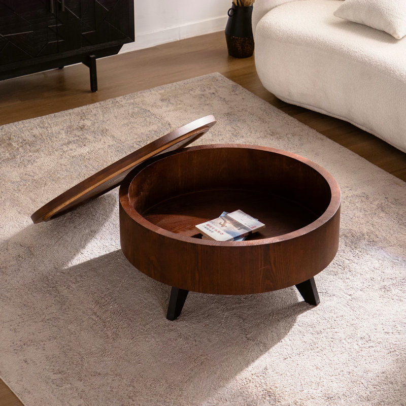 Round Coffee Table With Hidden Storage Removable Top (Only Including Table)