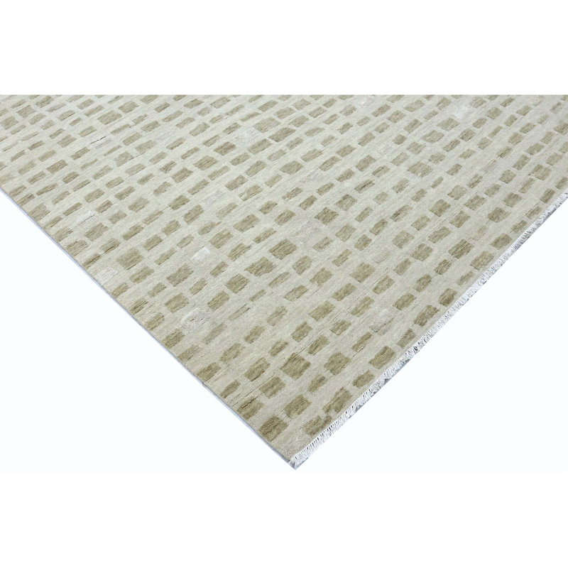 Tapis beige noué à la main de haute qualité, Rectangle de 5 pi x 8 pi