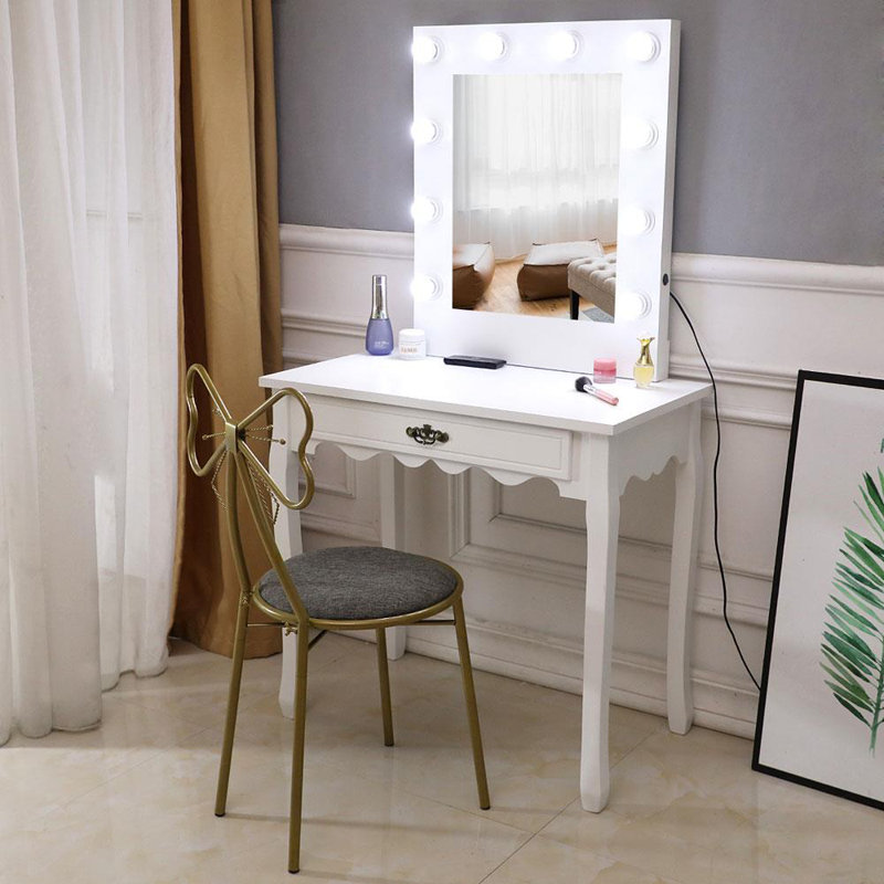 Tabouret de coiffeuse Bunceton, Gris