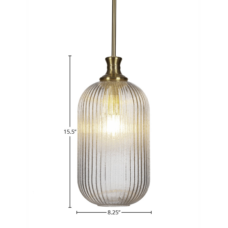 Luminaire suspendu 1 lumière Carina, H 15,5 po x l 8,25 po x P 8,25 po, Laiton New Age