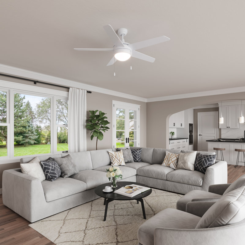 Crowe 50" 5-Blade Indoor Ceiling Fan, White, White
