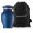 Decorative Miniature Keepsake Memorial Urn, Blue and Silver