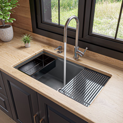 33.86'' L Single Bowl Granite Kitchen Sink