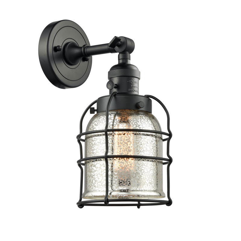 Bell Cage - 1 Light 6" Sconce, No Bulb Included, Clear, Matte Black