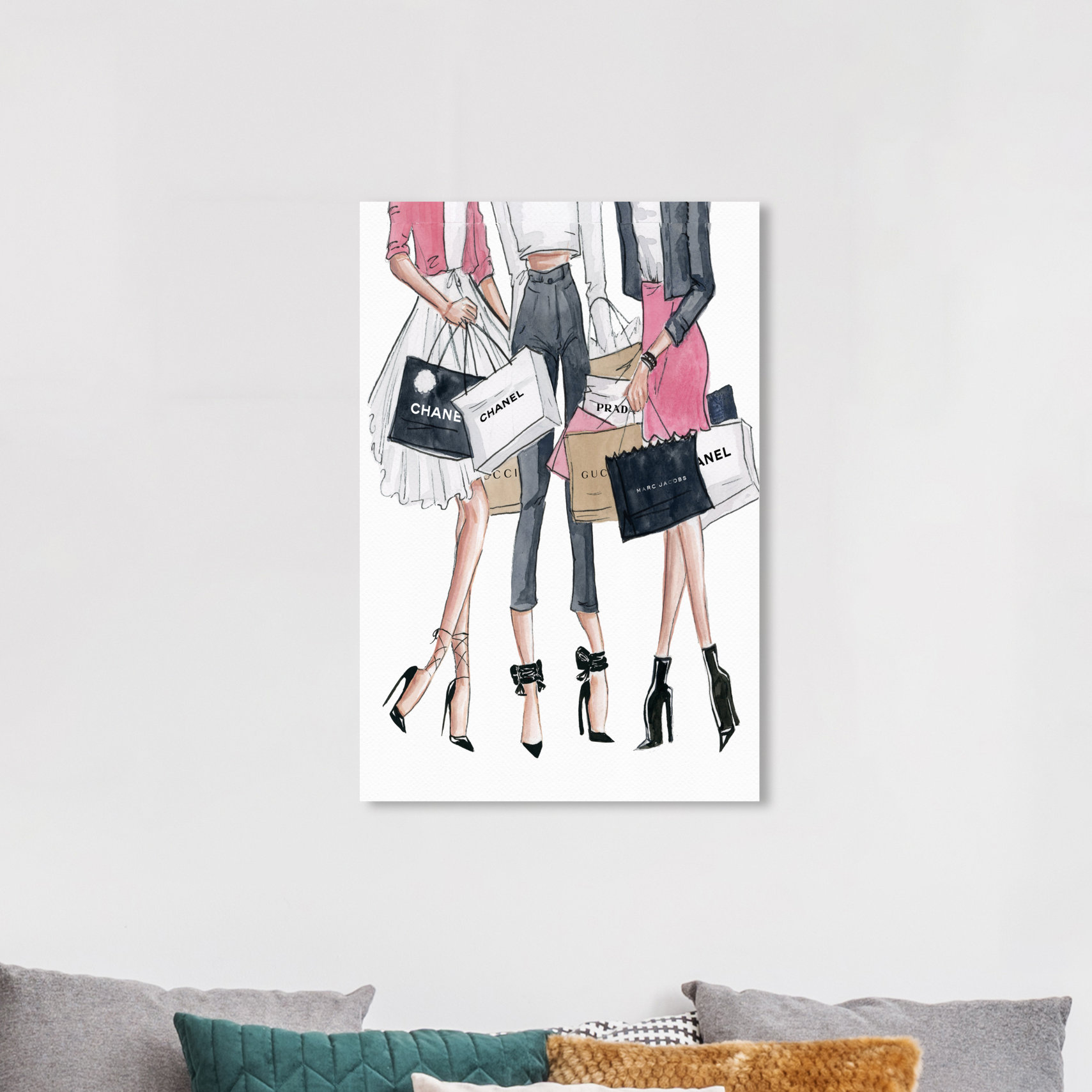 Fashion and Glam Shopping Date Lifestyle - Wrapped Canvas Graphic Art Print Rosdorf Park Size: 36 H x 24 W x 0.8 D