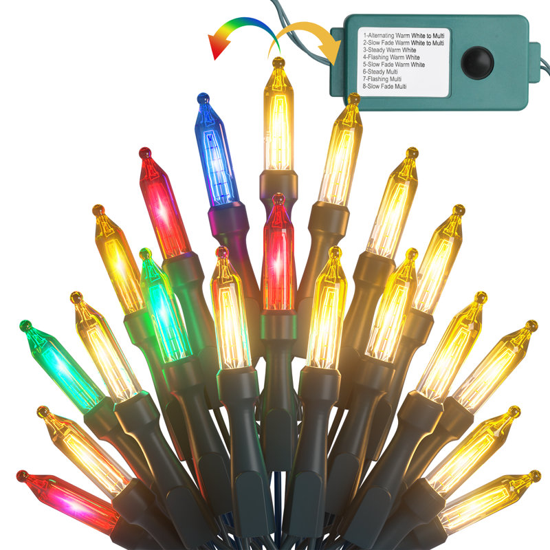Guirlande de 5 lumières d'Halloween et de Noël décoratives, 100 ampoules, 100% imperméable, réutilisable, Blanc / multicolore