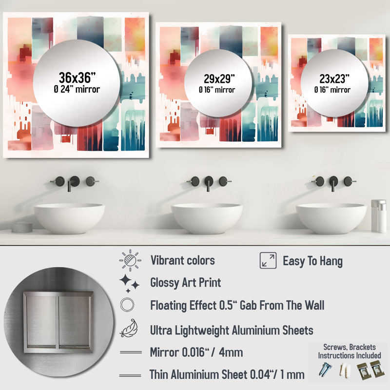 Romeyn - miroir mural géométrique moderne pour chambre à coucher, 29 po x 29 po