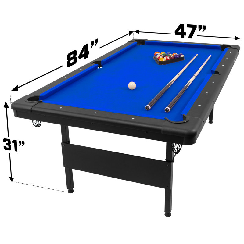 Table de billard GoSports de taille moyenne - Choisissez entre 1,83 m et 2,13 m - Modèle pliable, Bleu, 7 pieds