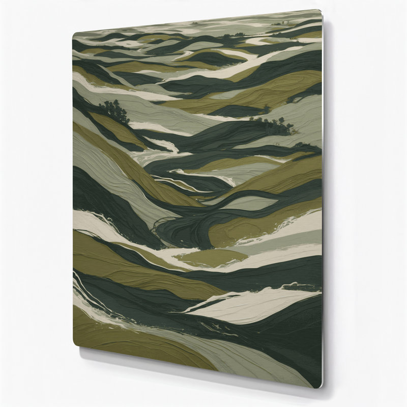Paysage abstrait 58, art mural gris en métal, H 11 po x l 14 po