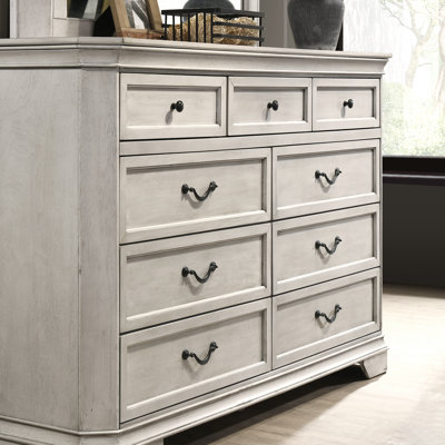 Ailany Traditional Wood Panel Bed With Dresser, Mirror, Nightstand, Antique Walnut Finish