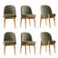 Ensemble de salle à manger extensible en bois naturel avec 6 chaises rembourrées-133872148