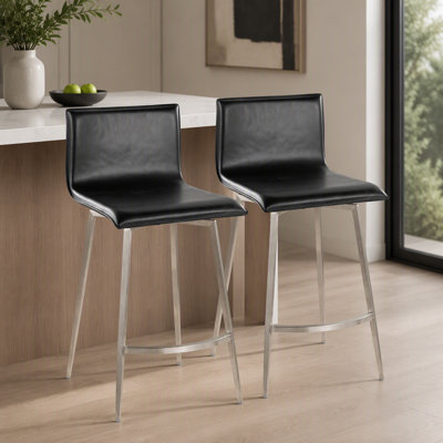 Tabourets de bar contemporains pivotants à mémoire de forme et revêtement en similicuir