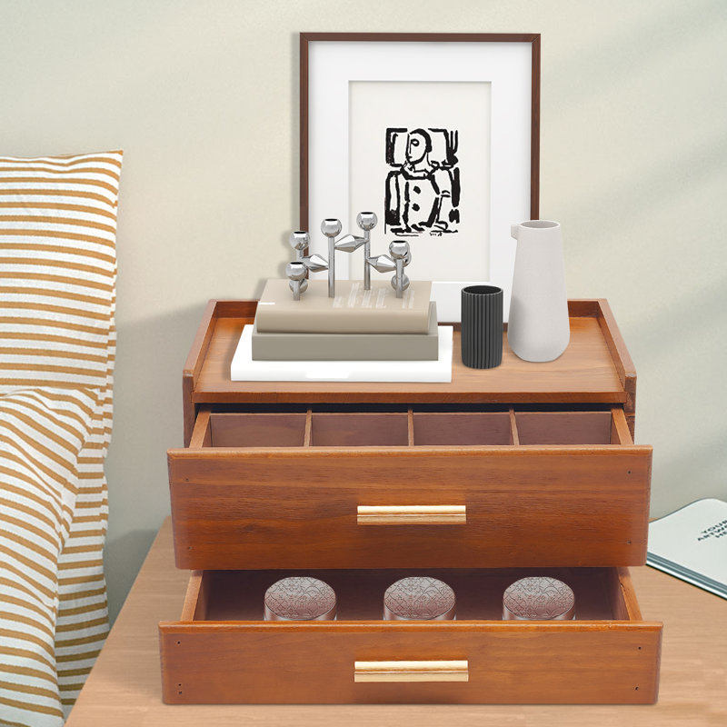 Organisateur de bureau avec 2 tiroirs, Brun