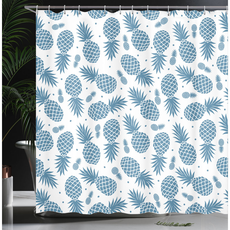 Ensemble de rideau de douche et de crochets ananas, H 70 po x l 69 po