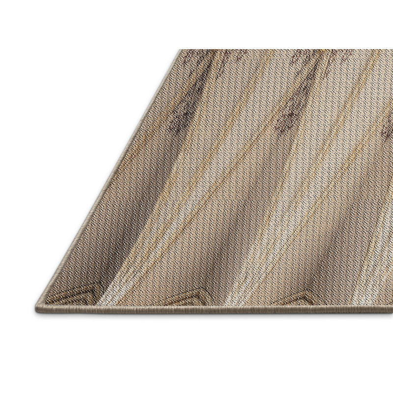 Beige abstrait/Tapis décoratif brun, Rectangle 7 pi x 9 pi