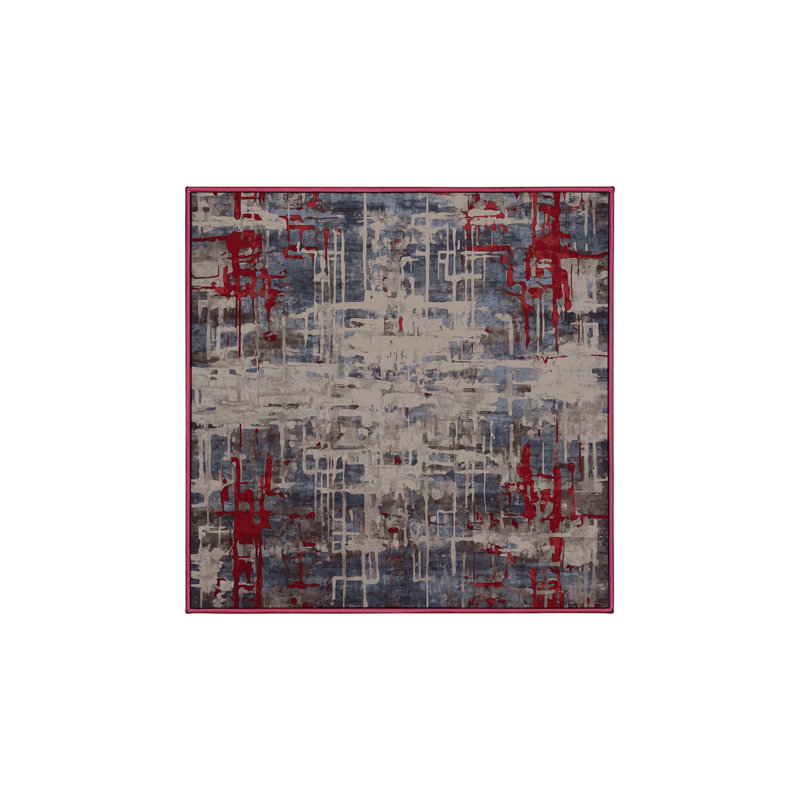Machine Washable Brown Area Rug, Square 6'