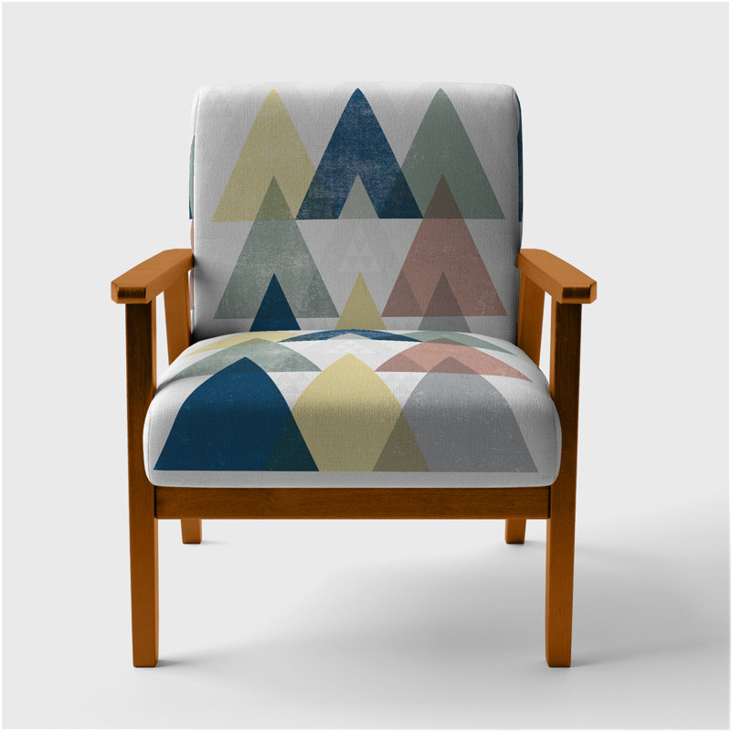 'Gebler - Geometrical Composition Triangles II - Upholstered Modern Accent Arm Chair, Brown Square Arms