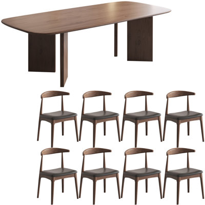 light luxury style solid wood dining table set