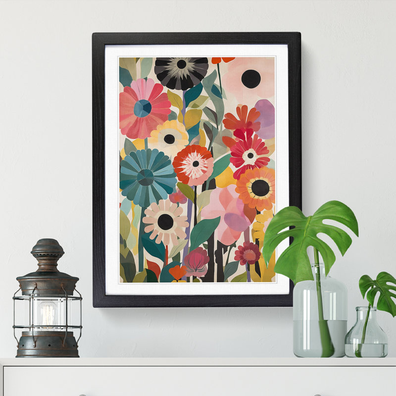 Modern Flowers Orphism Vol.5 - Picture Frame Print, Black, 46cm H x 34cm W x 2cm D