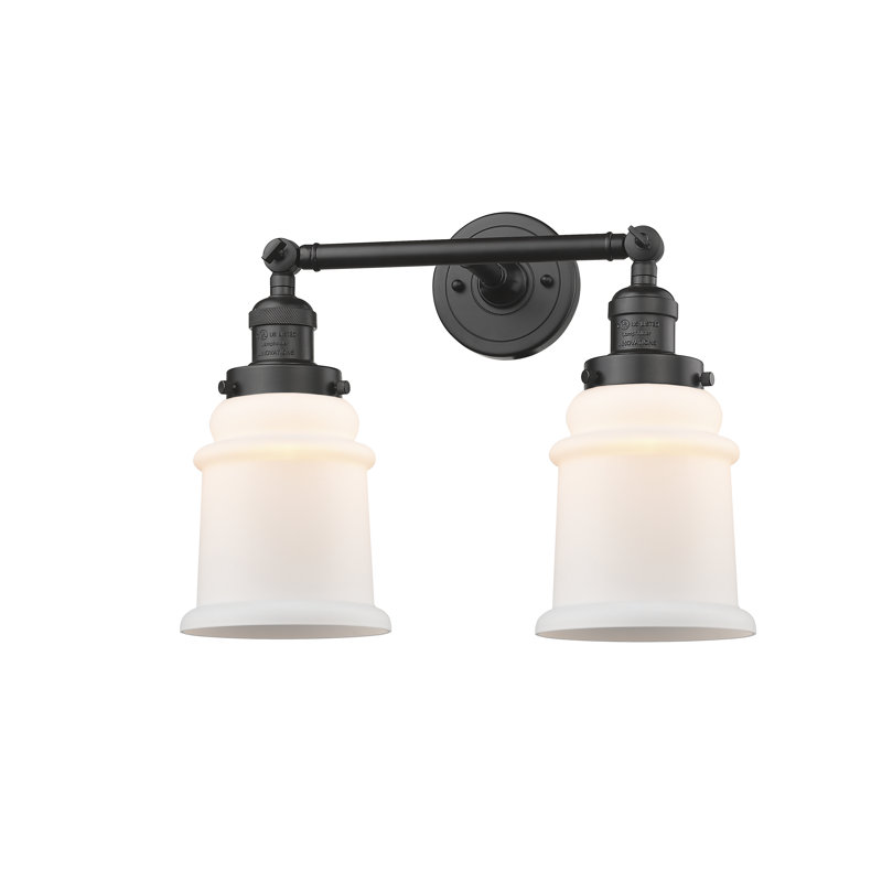Éclairage de salle de bain à intensité variable 2 lumières Galaviz, Bronze huilé, Boîtier blanc mat