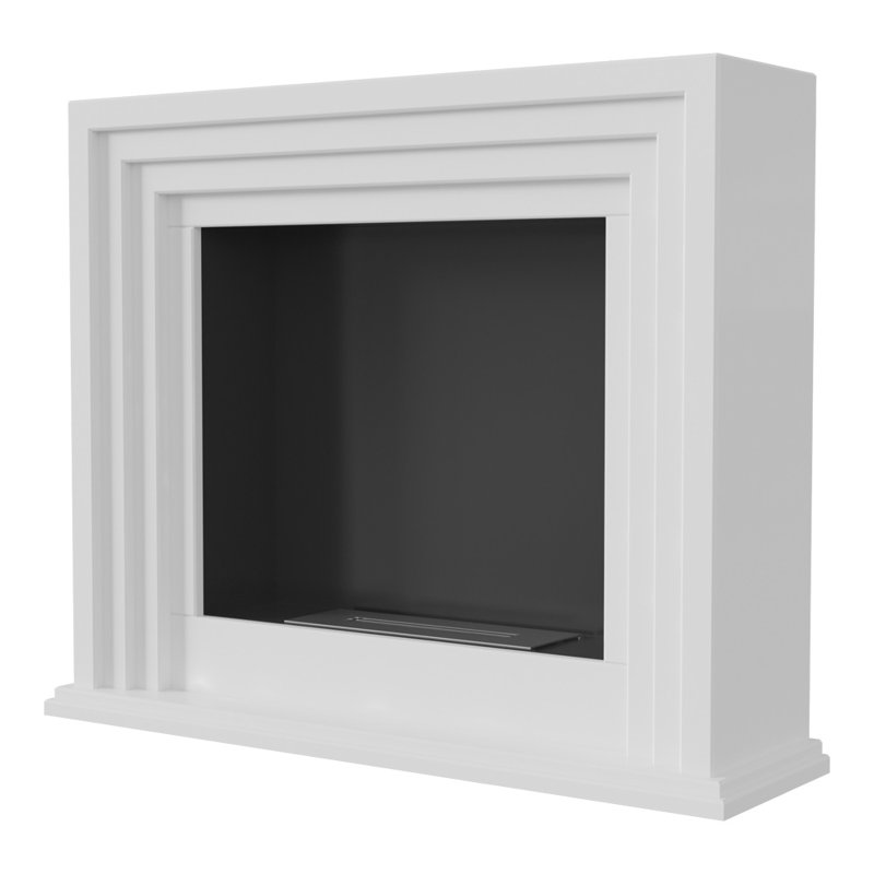 Quaerere White Freestanding Bioethanol Fireplace with Mantel, Ventless, Real Flame, White
