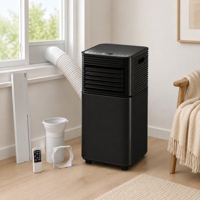 12.5" Compact Mobile Air Conditioner, 10000 BTU Portable AC with Window Kit, 4-in-1 Cooling Fan & Dehumidifier for Rooms up to 441 Sq. Ft.