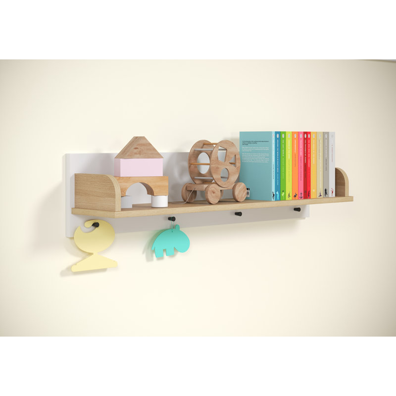 Glick Floating Shelf, White and light brown