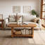 Table basse de style campagne moderne avec rangement ouvert et coins arrondis 47,2 po **