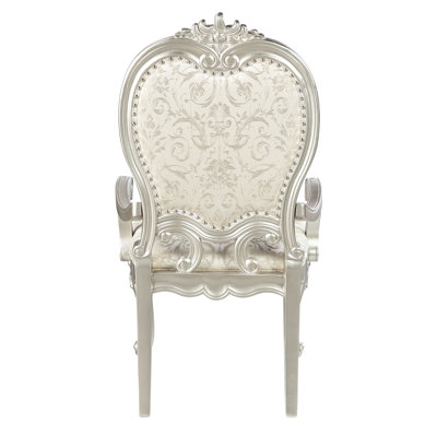 2 Fabric & Champagne Armchairs - 220Lbs Weight Tolerance. 24" Seat Width, 21" Depth, 19" Height, 25" Armrest Height. D22 Foam Density Cushions For A Relaxing Experience. Frame Made Of Rubberwood,