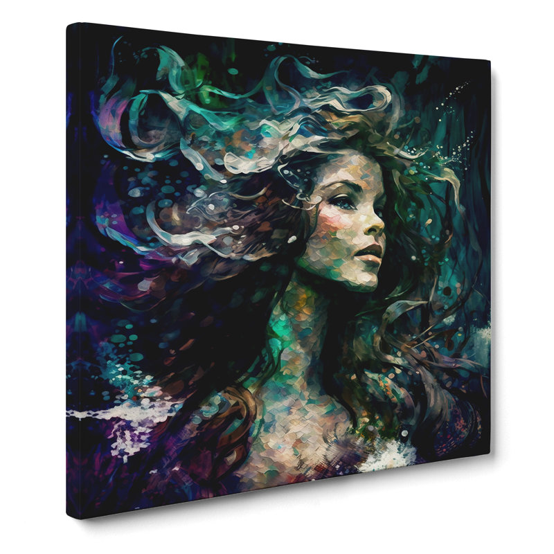 Mermaid Abstract Expressionism - No Frame Print, 50cm H x 50cm W x 3cm D