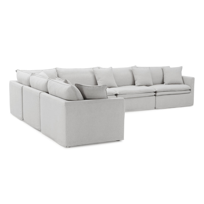 Adaire Upholstered Sectional, Light Gray Linen