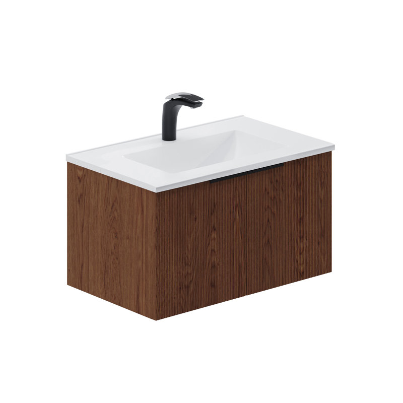 30" Single Vanity Set, Base, Ceramic Top, Walnut