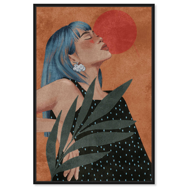«Reed Moon Portrait Canvas Modern Boho Portrait Wall Art» par Art Remedy, H 16 po x l 11 po, Cadre noir