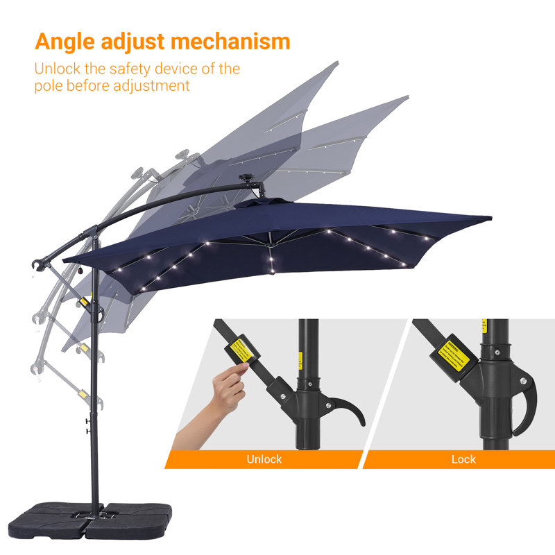 Parasol en porte-à-faux 98,4 po Dailan, Bleu marine