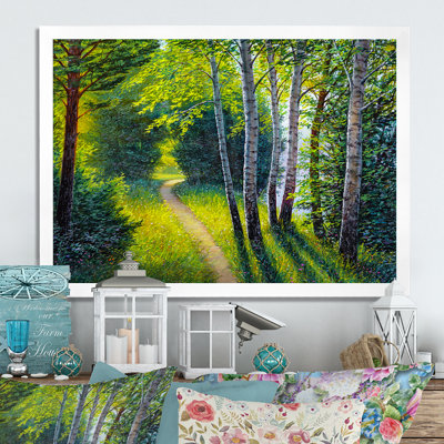 Path To The Birch Tree Forest II - Traditional Green Print