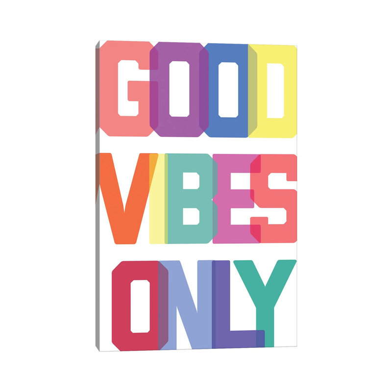 Good Vibes Only - Multicolour - Print on Canvas, Wrapped Canvas, 101.6 cm H x 66.04 cm W x 3.175 cm D