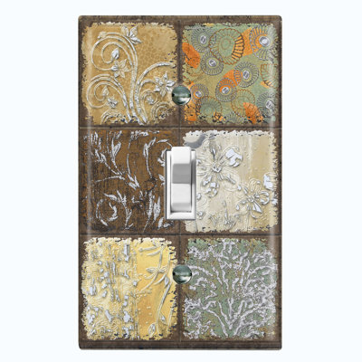 Flower Damask Faded Block Print 1-Gang Toggle Light Switch Wall Plate