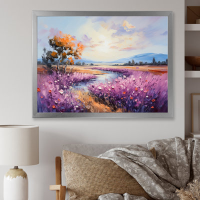 " Purple Tulips Field By The River "