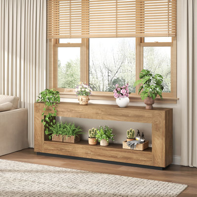 Console extra longue 78 pouces pour vestibule, canapé à 2 niveaux derrière le canapé avec rangement pour salon, vestibule, couloir, chêne brun