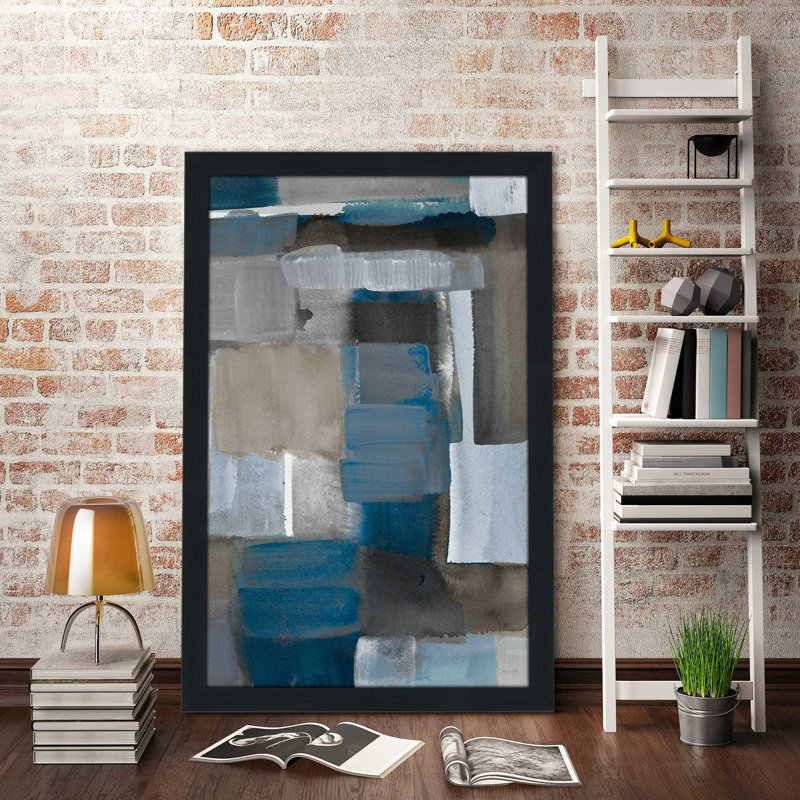 « blue taupe light ii », reproduction de peinture à l’acrylique encadrée, H 27,5 po x l 21,5 po x P 0,75 po