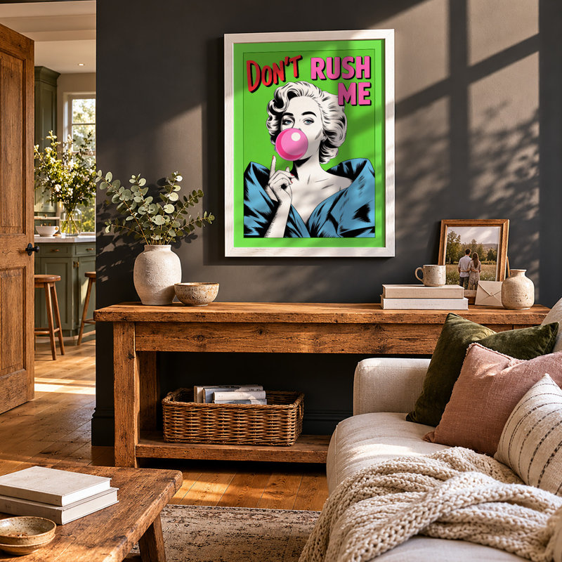 Don't Rush Me Pop Art - Framed Print, A1 - 84.1 x 59.4 cm, White