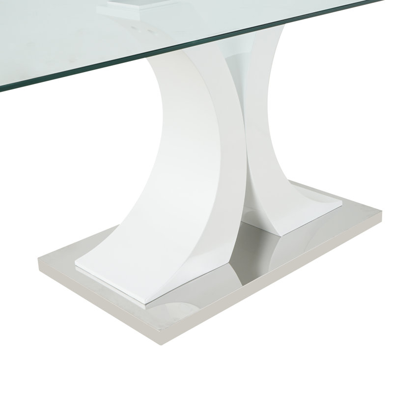 Decia 8 - Person Glass Top Pedestal Dining Set