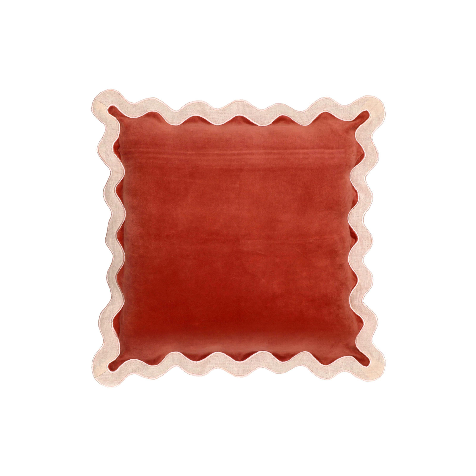 Holloman 24" x 24" Linen Throw Pillow, Cream/Rust