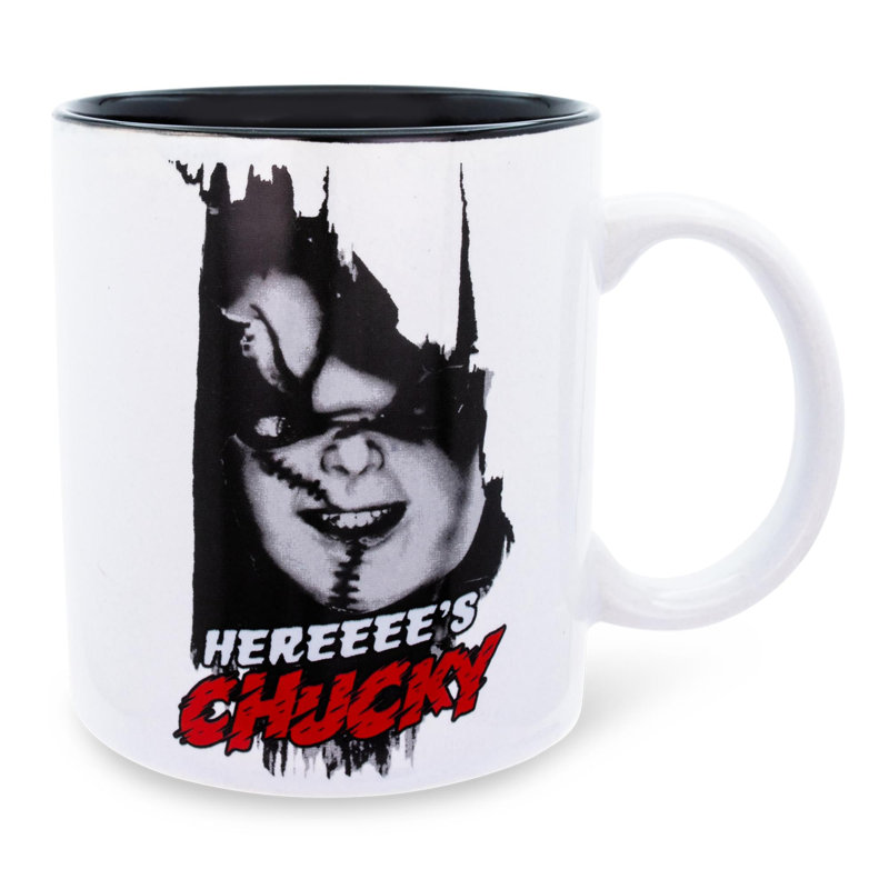 Tasse en céramique «Here Chucky» pour enfant | Peut contenir 20 onces